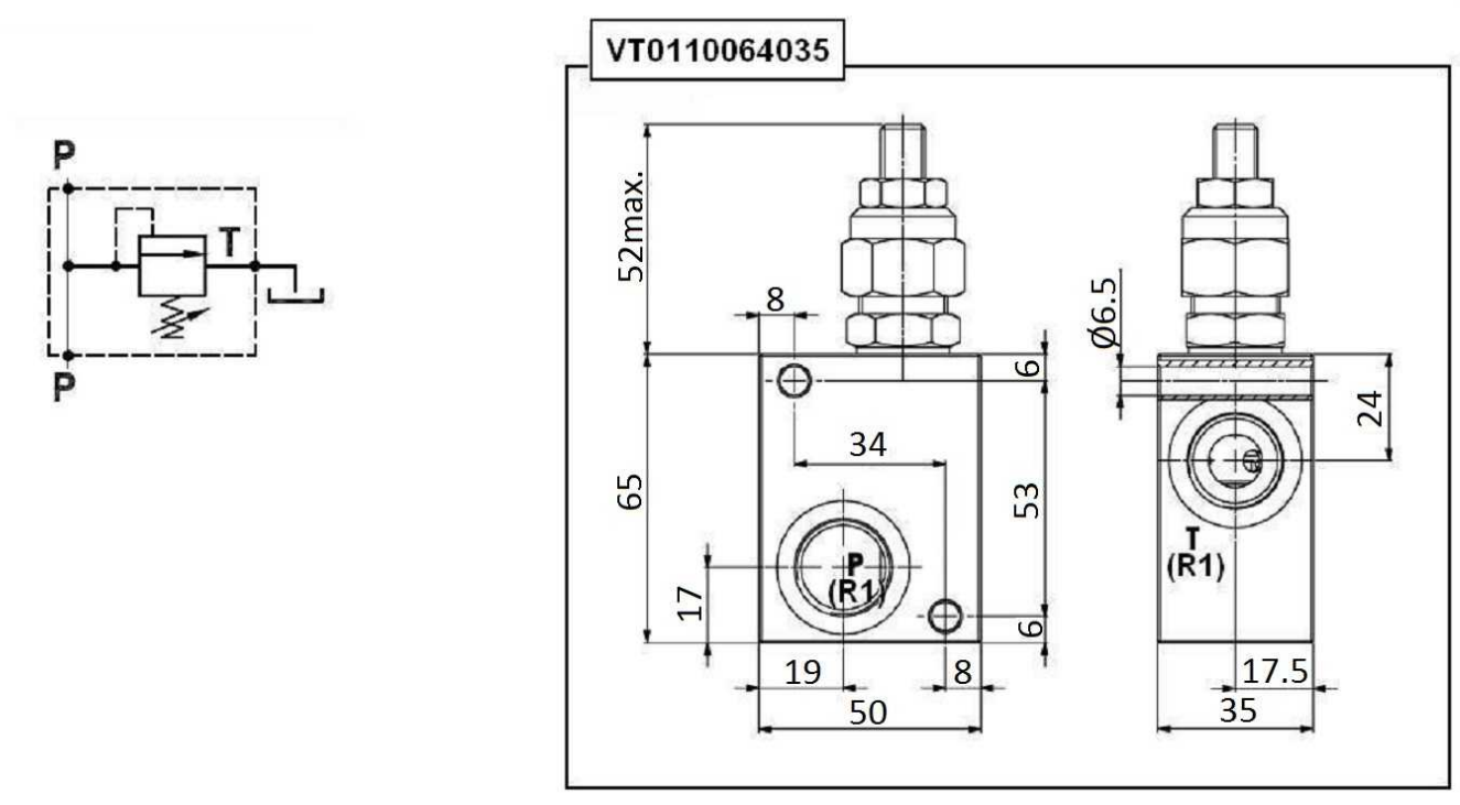 Druckbegrenzungsventil DBV mit Durchgangsanschluss 3/8"