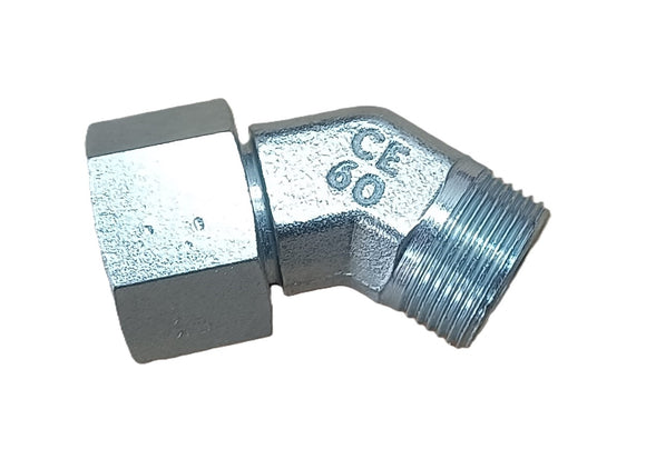 Adjustable 90° screw connection with union nut