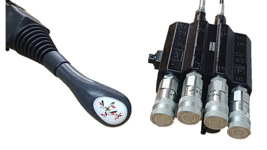 Profi Frontlader Einhebel- /Kreuzhebelsteuergerät mit flachdichtenden Kupplungen