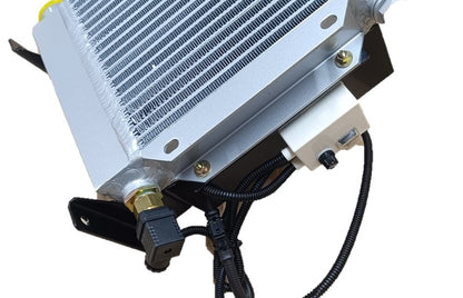 Scambiatore di calore olio/aria con ventola, termostato e interruttore 12V/24V