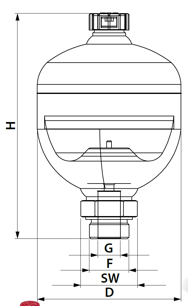Maße 1,40 Liter Membranspeicher