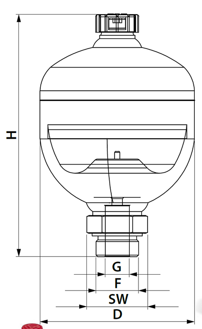Maße 1,40 Liter Membranspeicher