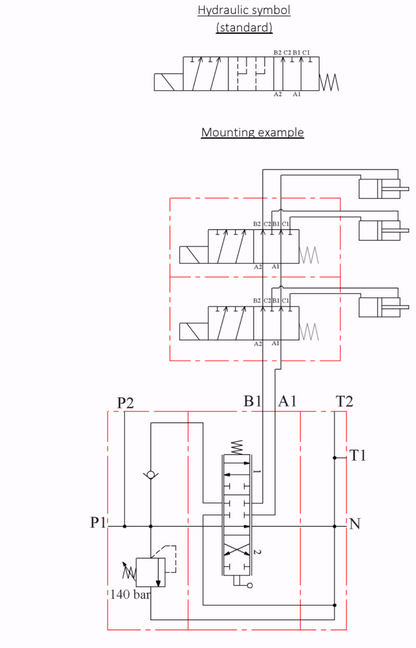 Schaltschema 6/2-Wegeventil