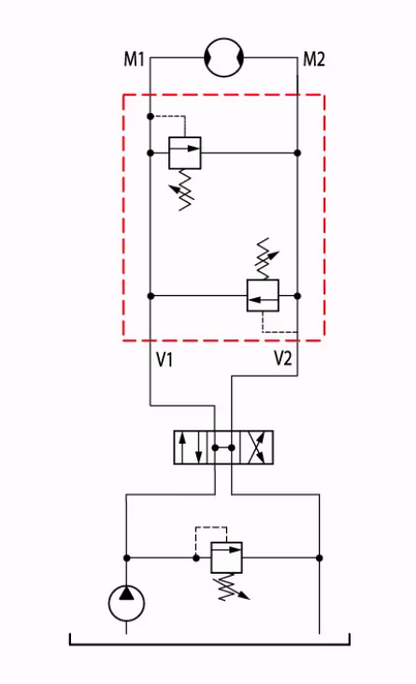 Druckbegrenzungsventil doppeltwirkend für OMS Motor (MS; MOMS)