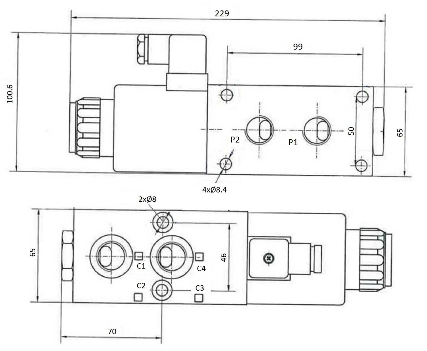 6/2-wegklep omschakelklep 3. stuurkring 80 l/min 1/2" BSP