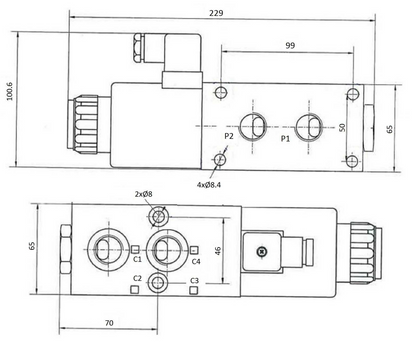 6/2-wegklep omschakelklep 3. stuurkring 80 l/min 1/2" BSP