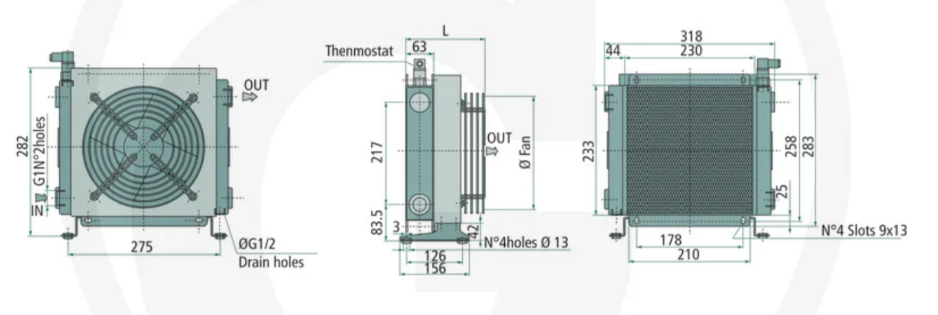 Ölkühler Wärmetauscher Öl/Luft mit Lüfter 12V/24V