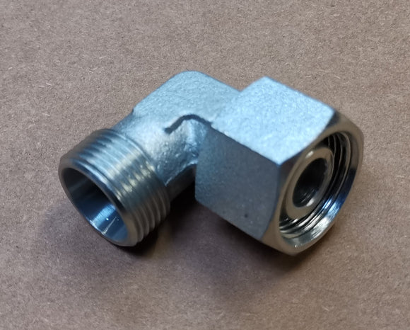 Adjustable 90° screw connection with union nut