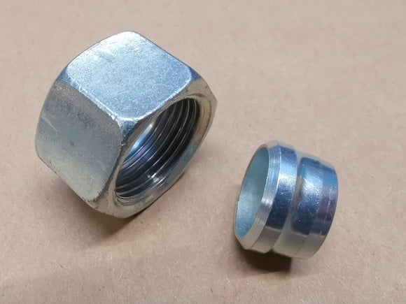 Cutting ring and union nut in a set (light series)