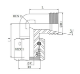 Adjustable 90° screw connection with union nut